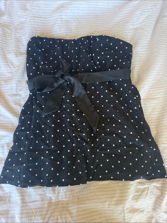 Hollister Tops - Hollister Black Strapless Polka Dot Dress with White Dots